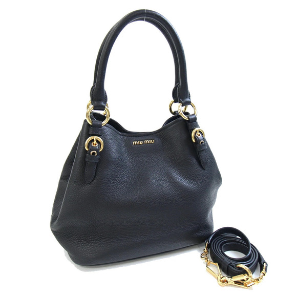 Miu Miu Handbags - Miu MIu Handbag Madras Black Leather Shoulder Crossbody